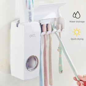 Automatic Toothpaste Dispenser, Toothpaste Squeezing and Tooth Brush Holder Set(5 Brushs Set) - White