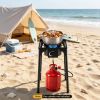 1 Burner Propane Stove 80000 BTU Adjustable Regulator And Hose Camping BBQ Outdoor Cooking Equipment