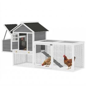 82" Wooden Chicken Coop, Large Outdoor Hen House for 2-3 Hens, Chicken House with Nesting Box, Pull-on Tray
