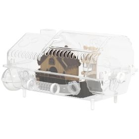 Hamster Cage with Large Wheel & Hideout, Small Animal Habitat with Accessories, Clear Pet House, 21.5" x 11.8" x 12.6",