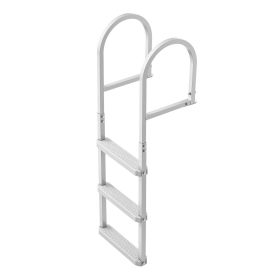 Removable Dock Ladder, 3 Steps, Aluminum Alloy Pontoon Boat Swim Ladder, with Non-Slip Wide PP Steps, 500 lbs Weight Capacity, Quick Release Desi