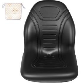 Universal Lawn Tractor Seat Replacement, Compact High Back Mower Seat, Black Vinyl Forklift Seat