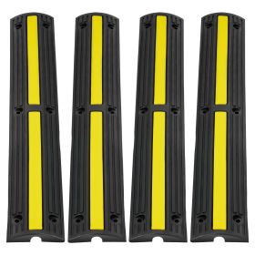 3.28 ft Cable Protector Ramp, 4 Pack of 1 Channel, 18000 lbs/axle Capacity Heavy Duty Rubber Speed Bumps, Floor Cord Cable Protector Wire Cover