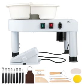 Pottery Wheel, 11in Ceramic Wheel Forming Machine, 0-300RPM Speed Manual Adjustable 0-7.8in Lift Leg, Foot Pedal Detachable Basin