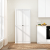 61" White Metal Kitchen Pantry Cabinet Adjustable Storage with 4 Shelves (110lb Capacity), Heavy Duty Freestanding Pantry Organizer for Kitchen