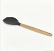Wooden handle silicone cooking utensils, heat-resistant non-stick kitchen tools including spoon rests, egg beaters, tongs and spatulas