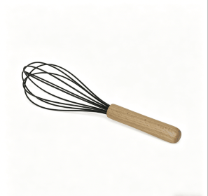 Wooden handle silicone cooking utensils, heat-resistant non-stick kitchen tools including spoon rests, egg beaters, tongs and spatulas (style: egg beater)