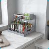 Under Sink Organizer, Pull Out Cabinet Storage 2 Tier Slide Out Sink Shelf, Kitchen Organizers and Storage, Black, 1 Pack