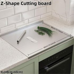 XXL 304 Stainless Steel Cutting Board  Anti-Slip & Mildew-Proof! No More Moldy Wooden Boards | Heavy-Duty & Food-Safe, Easy to Clean – Chop Meat (size: Z-Shape 40cm×60cm)