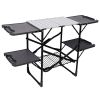 Folding Camping Kitchen Table, Portable Outdoor Cooking Station with Heat Resistant Top, 4 Side Tables & Lower Storage Rack for Picnic, Tailgating & C