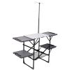 Folding Camping Kitchen Table, Portable Outdoor Cooking Station with Heat Resistant Top, 4 Side Tables & Lower Storage Rack for Picnic, Tailgating & C