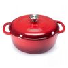 6 Quart Enamel Cast Iron Dutch Oven with Moisture-Sealing Lid for Bread Baking Braising And Slow Cooking, Dual Handles, Oven Safe