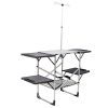Folding Camping Kitchen Table, Portable Outdoor Cooking Station with Heat Resistant Top, 4 Side Tables & Lower Storage Rack for Picnic, Tailgating & C