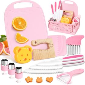 28PCS Toddler Knife Set - Kids Knifes for Real Cooking, Montessori Kids Kitchen Knife Set with Cutting Board Crinkle Cutters Kid Safe Knives (Color: Crocodile 16pcs Set)