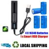 16340 RCR123A Rechargeable 3.7 V Multipurpose Li-ion button top Battery + USB Charger 1300 mAh(Must Provide A Hazardous Materials Shipping Label For S
