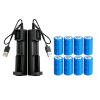 16340 RCR123A Rechargeable 3.7 V Multipurpose Li-ion button top Battery + USB Charger 1300 mAh(Must Provide A Hazardous Materials Shipping Label For S