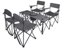 5 Pcs Camping Chair and Folding Camping Table Set, Outdoor Folding Picnic Chairs Lawn Portable Camp Table with Cooler Bag & Cup Holder for Camping