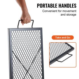 X-Marks Fire Pit Grill Grate, Rectangle Cooking Grate, Heavy Duty Steel Campfire BBQ Grill Grid with Handle & Support X Wire (size: 32 x 15 inches)