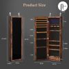 Wall-Mount/Door-Hanging Jewelry Armoire Large Capacity Mirror & LED Lights Lockable Organizer, 47.2-Inch Tall 6 LEDs Lockable Jewelry Cabinet