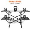 Folding Camping Kitchen Table, Portable Outdoor Cooking Station with Heat Resistant Top, 4 Side Tables & Lower Storage Rack for Picnic, Tailgating & C