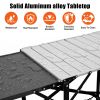 Folding Camping Kitchen Table, Portable Outdoor Cooking Station with Heat Resistant Top, 4 Side Tables & Lower Storage Rack for Picnic, Tailgating & C