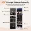 Wall-Mount/Door-Hanging Jewelry Armoire Large Capacity Mirror & LED Lights Lockable Organizer, 47.2-Inch Tall 6 LEDs Lockable Jewelry Cabinet