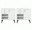 Set of 2 31 Inch Buffet Cabinet with 2 Drawers And Open Compartments for Kitchen Storage Wood Grain Finish