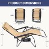 Set of 2 Zero Cravity Lounge Chairs,Outdoor Patio Folding Recliners for Pool Beach with Pillow and Cup Holder