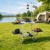 Folding Camping Kitchen Table, Portable Outdoor Cooking Station with Heat Resistant Top, 4 Side Tables & Lower Storage Rack for Picnic, Tailgating & C
