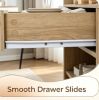 Set of 2 31 Inch Buffet Cabinet with 2 Drawers And Open Compartments for Kitchen Storage Wood Grain Finish